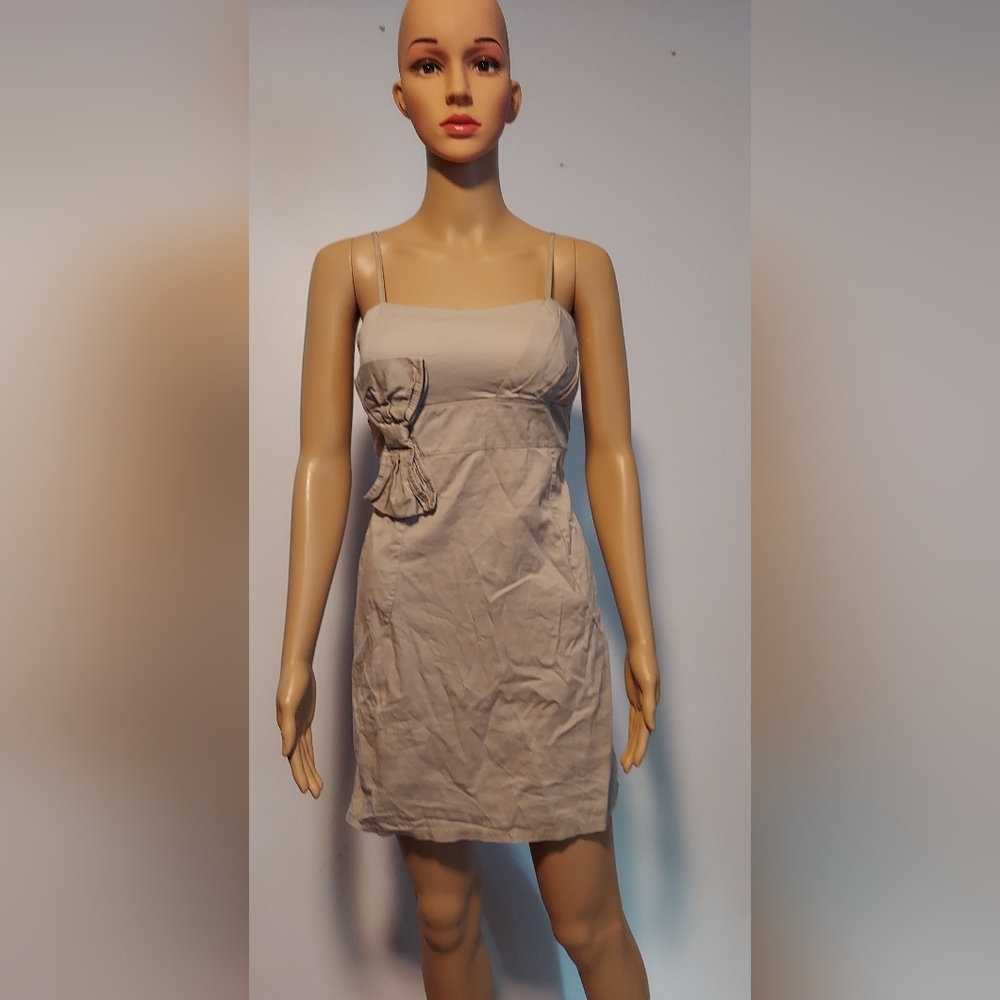 Whimsical Charm: Cream Square Neckline Mini Dress with Butterfly Accent